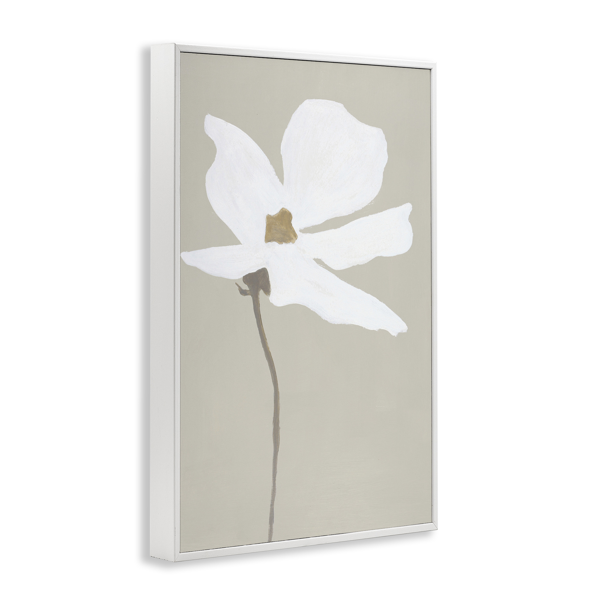 Stupell Industries White Flower Sprout Botanical & Floral Painting White Framed Art Print Wall Art, 12 x 18