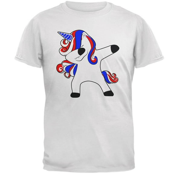 4th of July Dabbing Unicorn Americorn Mens T Shirt White X-LG