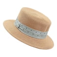 thumbnail image 4 of AJGRHE Womens Mens Wide Brim Straw Panama Hat Fedora Summer Beach Sun Hats UPF Straw Hat for Women Casual Everyday Party Outdoor Beret Light Blue One Size, 4 of 4