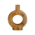 thumbnail image 3 of Mango Wood Decorative Vase - Round Hollow Design - Rustic Minimalist Table Decor - Ideal for Living Room, Bedroom & Office - 9.75" Brown, 3 of 13