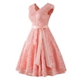 thumbnail image 3 of Moda mujer cuello en V sólido Vintage elegante Midi noche cremallera vestido sin mangas Fridja  hjkh5481, 3 of 8