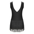 thumbnail image 4 of Aislor Kids Girls Sparkly Rhinestone Tassel Latin Skating Gymnastic Modern Jazz Ballroom Dance Leotard Black 14, 4 of 7