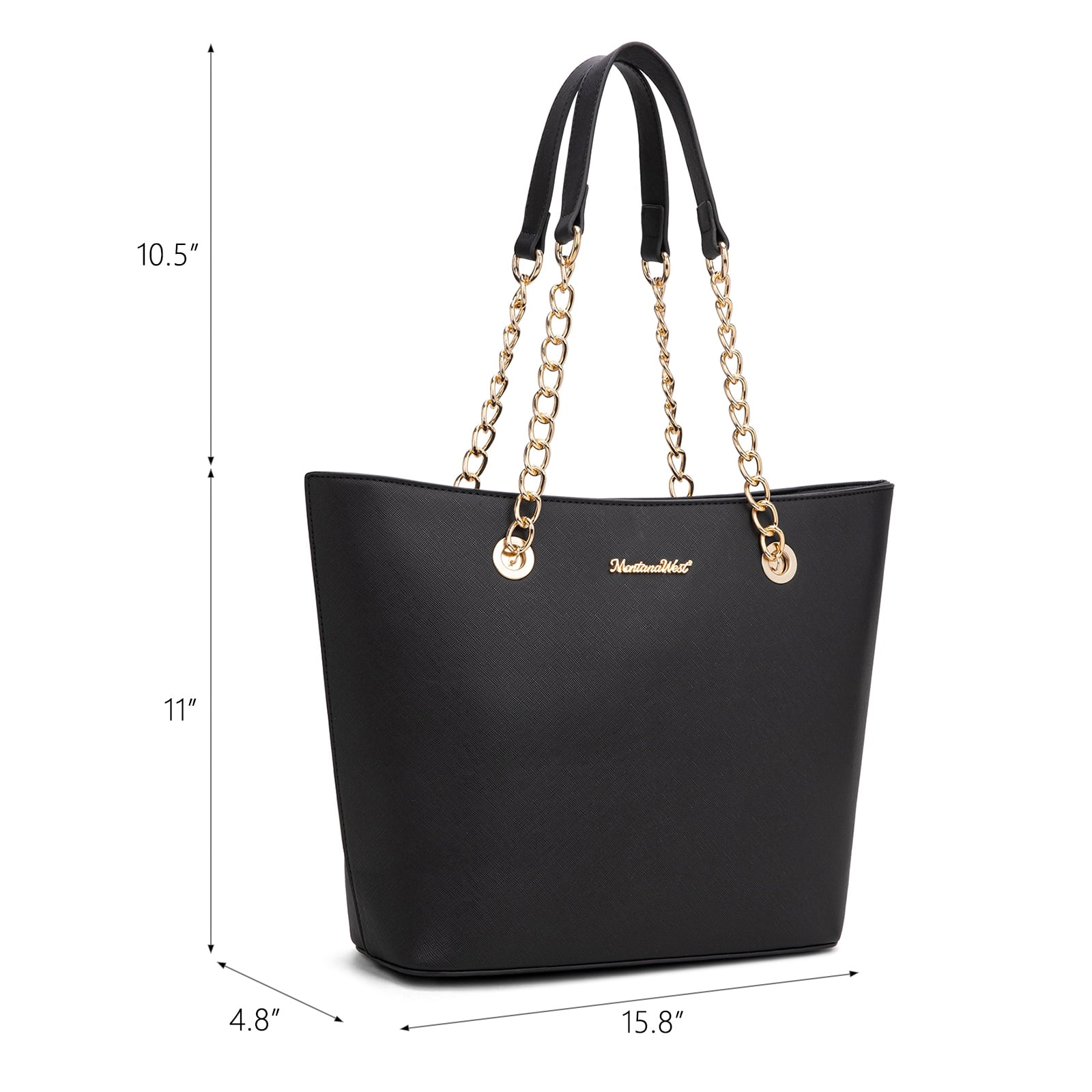 Montana West Tote Bag for Women Chain Top-handle Handbags, Black