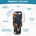 thumbnail image 2 of Yayeee 40oz Stainless Steel Tumbler with Straw and Handle Double-Wall Insulated Travel Water Bottle, Skeleton with Rainbow, 2 of 8