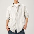 thumbnail image 1 of pstuiky Camisas casuales de manga larga para hombre, Camisa informal de manga larga con solapa y botones a rayas para hombre. camisetas de hombre xxxxxl, 1 of 7