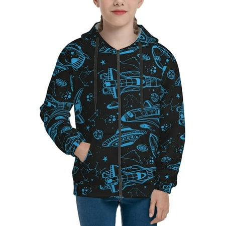 

Hoodies for Women Blue Line Rocket Ship Long Sleeve Sweatshirt Drawstring Zip Up Hoodie with Pockets Teen Girl Clothes