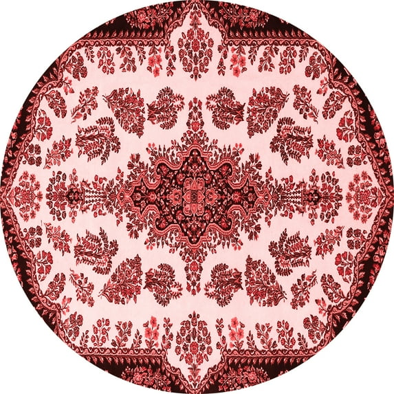 Ahgly Company Indoor Round Medallion Red Traditional Area Rugs, 7' Round