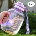 thumbnail image 2 of 1.2L Motivational Water Bottle With Handle, Leakproof Large Capacity Jug, For Gym, Hiking, Camping, Encourages Daily Hydration, Purple, 2 of 7
