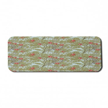 Floral Computer Mouse Pad, Rococo Style Inspired Depiction of Flowers Leaves and Berries on Branches, Rectangle Non-Slip Rubber Mousepad Large, 31" x 12", Baby Blue Multicolor, by Ambesonne