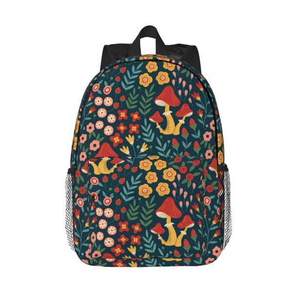 Easygdp Mushrooms And Flowers Mochila Ligera de 15 Pulgadas para Estudiantes, Mochila Cómoda para la Escuela y Viajes, Correas Ajustables