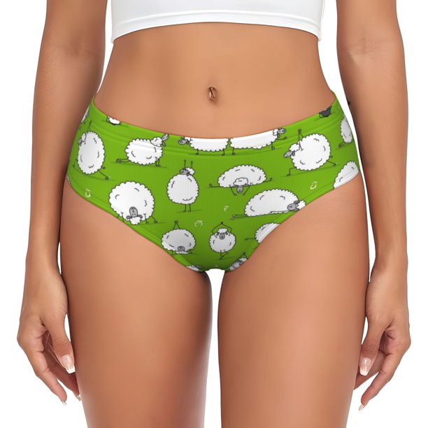 Balery Funny Sheep Doing Yoga Ropa Interior de Algodón para Mujer con Dibujo – Braguitas Cómodas y Elásticas, Estilo Clásico-X-Large