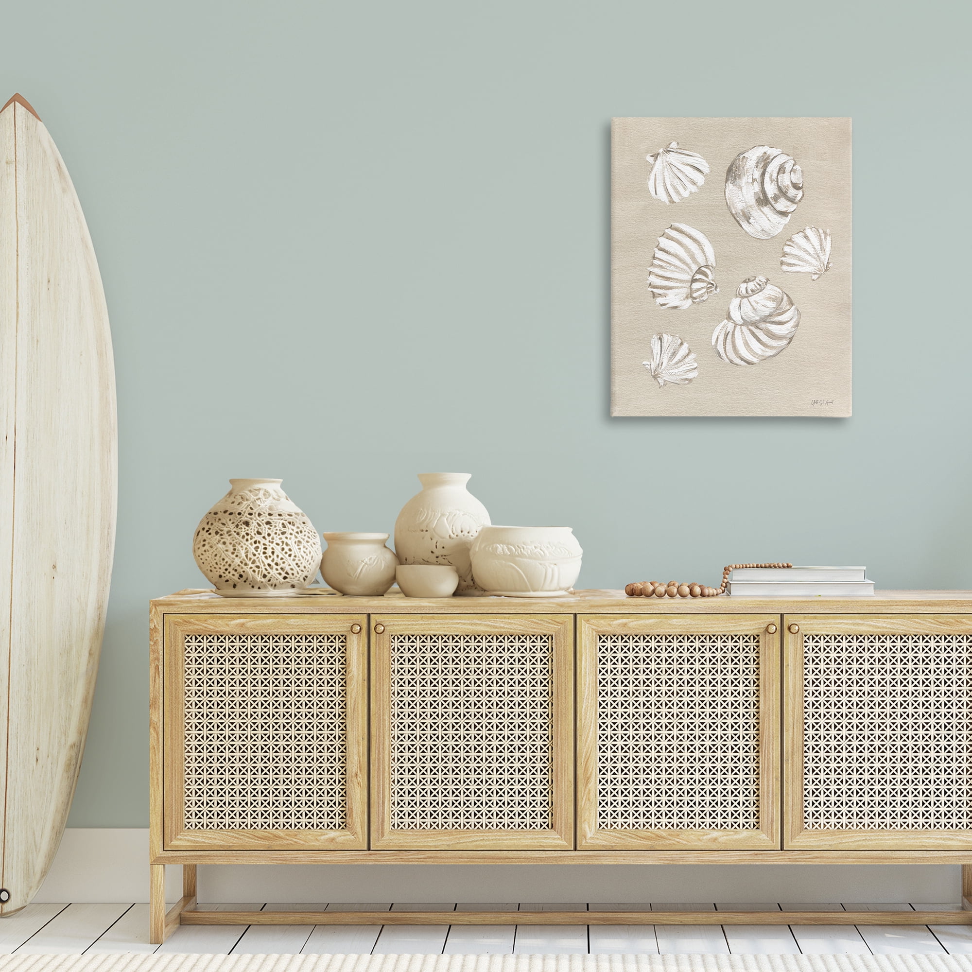 Stupell Industries Beach Shell Treasures Coastal Painting Gallery Wrapped Canvas Art Print Wall Art, 24 x 30
