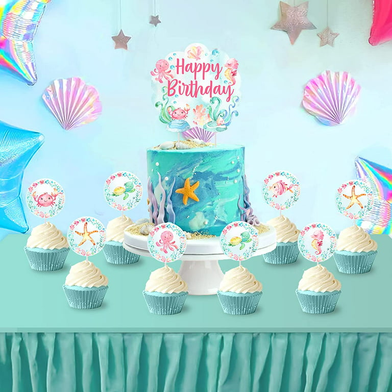 Ocean Themed Birthday Party Decorations for Girls, 25pcs Marine