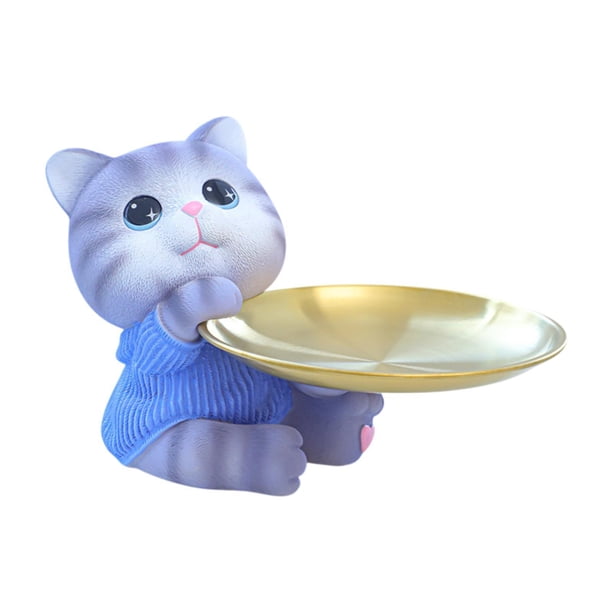 Bandeja para gatos con forma de cuenco para llaves para la entrada, decoración del hogar, arte, manualidades, regalo, escultura multiusos Estilo a
