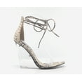 thumbnail image 2 of Cape Robbin Magnetic Snake Translucent Wedge High Heel Tie Up Open Toe Sandal (8, Snake), 2 of 5