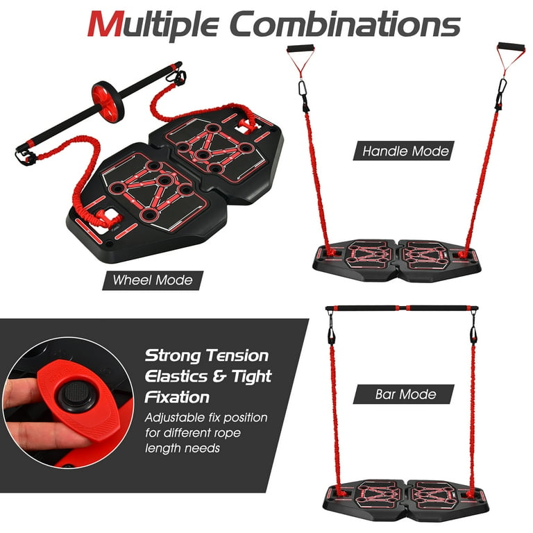 Portable Home Gym Equiptment: Push-Up Board, Pilates Exercise & 20 Fitness  Accessories with Resistance Bands, Sit-Up Base, Ab Roller Wheel - Full Body