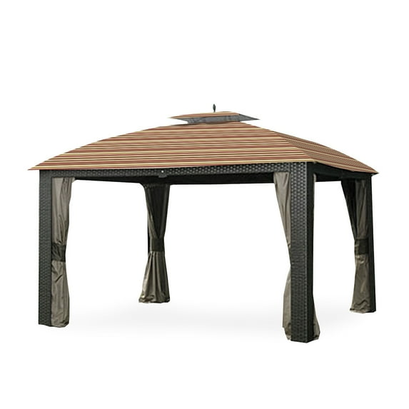 Garden Winds Replacement Canopy Top Cover for the Riviera Gazebo -Standard 350 - Stripe Canyon