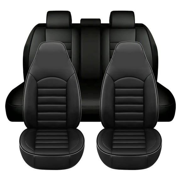 FANOTEK 5 Seat Car Seat Covers For Mazda 2,6,CX-3,CX-4 2000-2023 Full Set Seat Covers PU Leather Cushion Protector Airbag Compatible,Black