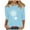 Light Blue1, variant on fatyb Women's 3/4 Sleeve Shirts Casual Crew Neck Printed Tops Loose Spring Summer Blouses for Women