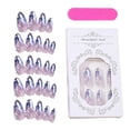 thumbnail image 1 of Uñas postizas de presión, kit de 24 piezas con forma de almendra brillante y purpurina para mujeres y niñas., 1 of 5