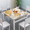 thumbnail image 3 of Pioneer Flower Floral Print Pattern Square Fitted Tablecloth with Elastic Edge,Square Table Cover,Washable Elastic Table Cover for Home Kitchen Party Decor 36"x36", 3 of 6