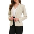 thumbnail image 4 of BLAZERS CHIC INSPIRADORES PARA MUJERES, CASUAL DE NEGOCIOS, CHAQUETA DE OFICINA DE MANGA LARGA CON UN BOTÓN Y HOMBRERAS, TALLA L, CAQUI, 4 of 6
