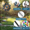 thumbnail image 3 of Wind Spinners Outdoor, 75” Metal Wind Sculptures & Spinners Garden Kinetic Art with Solar Powered Multi-Color Glass Ball Light for Yard Garden（Leaves Style）, 3 of 8