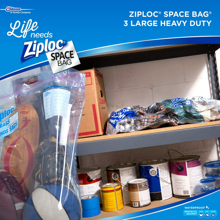 Ziploc Space Bag Clothes Vacuum Sealer Storage Bags for Home and Closet  Organization, Travel, 2 Bags Total