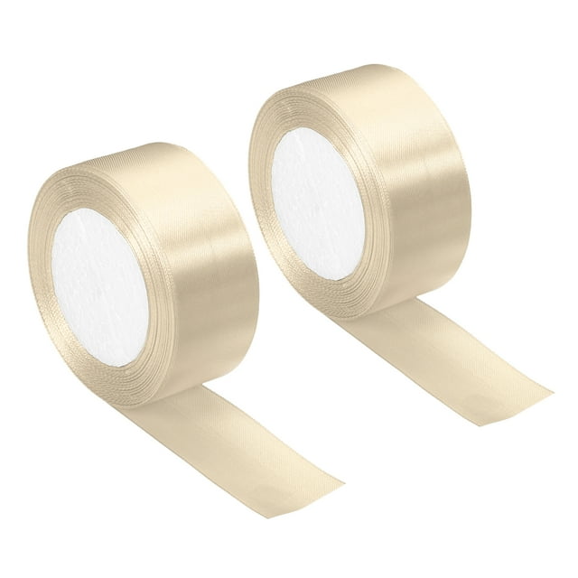 Unique Bargains 1.5 Inch Wide 24 Yards Satin Ribbon, 2 Pack Double Face Solid Crafts Roll for Party Home DIY Wrapping Decoration, Beige