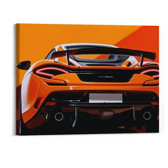 Creowell Modern Car Canvas Wall Art Framed Colorful Classic Supercar Painting Picture Cool Racing Garage Wall Decor Black and White Themed Canvas Prints for Boys Room Man Cave Men Office 20x16 Inch