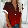 thumbnail image 1 of Lydiaunistar Womens Plus Size Spring Tops Casual Short Sleeve Blouse Shirt with Pocket Button Front Comfortable Printed Polyester Summer Comfort Wear Red, 1 of 5