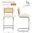 thumbnail image 3 of Zesthouse 26" Rattan Counter Height Bar Stools Set of 2, Boucle Upholstered Barstools with Cane Back and Chrome Base, Mid Century Counter Height Chairs for Kitchen Island, White, 3 of 9