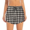 thumbnail image 2 of Pofeuu Black and white houndstooth Print Women's Athletic Shorts Running Workout Shorts Tummy Control Quick Dry Gym Shorts with Pockets Double layer sports shorts-Small, 2 of 7