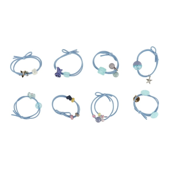 Unique Bargains 8 Pcs Fashion Cute Hair Ropes Hair Scrunchies for Girls Sky Blue