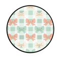 thumbnail image 2 of 36.2 Inch Round Floor Mat Green and Peach Bow Pattern Carpet Decor Rug for Living Room Bedroom, 2 of 6
