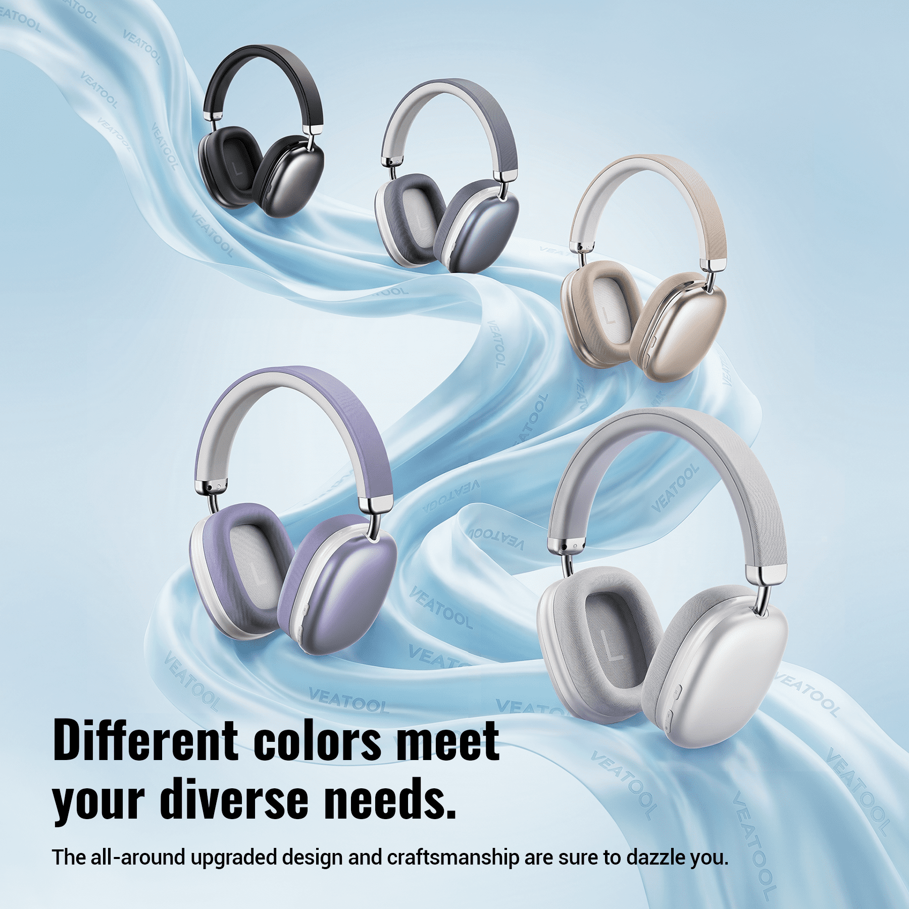 Wireless Bluetooth Headphones 5.1,40 Hrs Playtime Wireless Over-Ear Headphones,4 Mics ENC Noise Cancelling for Clear Calls, Lightweight Headset with Deep Bass Comfort fit for Travel Work