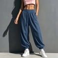 thumbnail image 6 of Sweatpants Women Zaewscy Women Fashion Solid Casual Elastic Waist Long Sweatpants With Pockets Blue L, 6 of 9