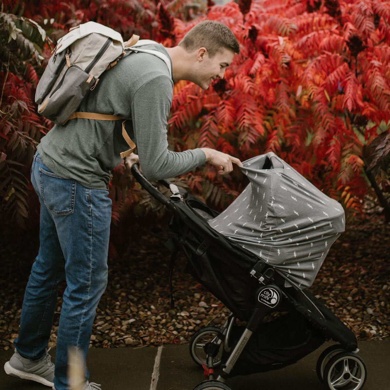 Parker Baby 4-in-1 Unisex Car Seat Cover - Nursing, Car Seat, Grocery Cart, & High Chair Cover - Pine