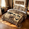 thumbnail image 3 of Manfei Retro Patchwork Quilt Full, Western Aztec Full Bedspread Sets, Brown Peach, Gray Reversible, 3pcs, 1 Coverlet and 2 Pillowcases, 3 of 7