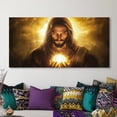 thumbnail image 4 of Framed Canvas Wall Art of Jesus Holding Divine Light, 48x24 Inch Religious Spiritual Decor for Home Office Church, 4 of 8