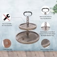 thumbnail image 3 of Two Tiered Tray,Distressed Wood Two Tier Tray,Decorative Rustic Wooden 2 Tier Serving Tray Cake Stand for Kitchen and Seasonal Decor,Brown, 3 of 8