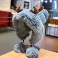 thumbnail image 2 of Kaliqueen Cute Reindeer Knit Beanie for Women Winter Sherpa Fleece Lined Fluffy Ski Snow Hat Furry Earmuffs & Pom Poms, 2 of 3