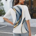 thumbnail image 6 of EHTMSAK Womens Golf Shirts 2024 Trendy V Neck Elbow Blouses Western Half Sleeve Fashion Lightweight Tunic Tops White M, 6 of 6