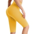 thumbnail image 4 of Yoga Shorts for Women High Waist Tight Sports Elastic Solid Color Fitness Yoga Knee Length Leggings for Women, 4 of 5