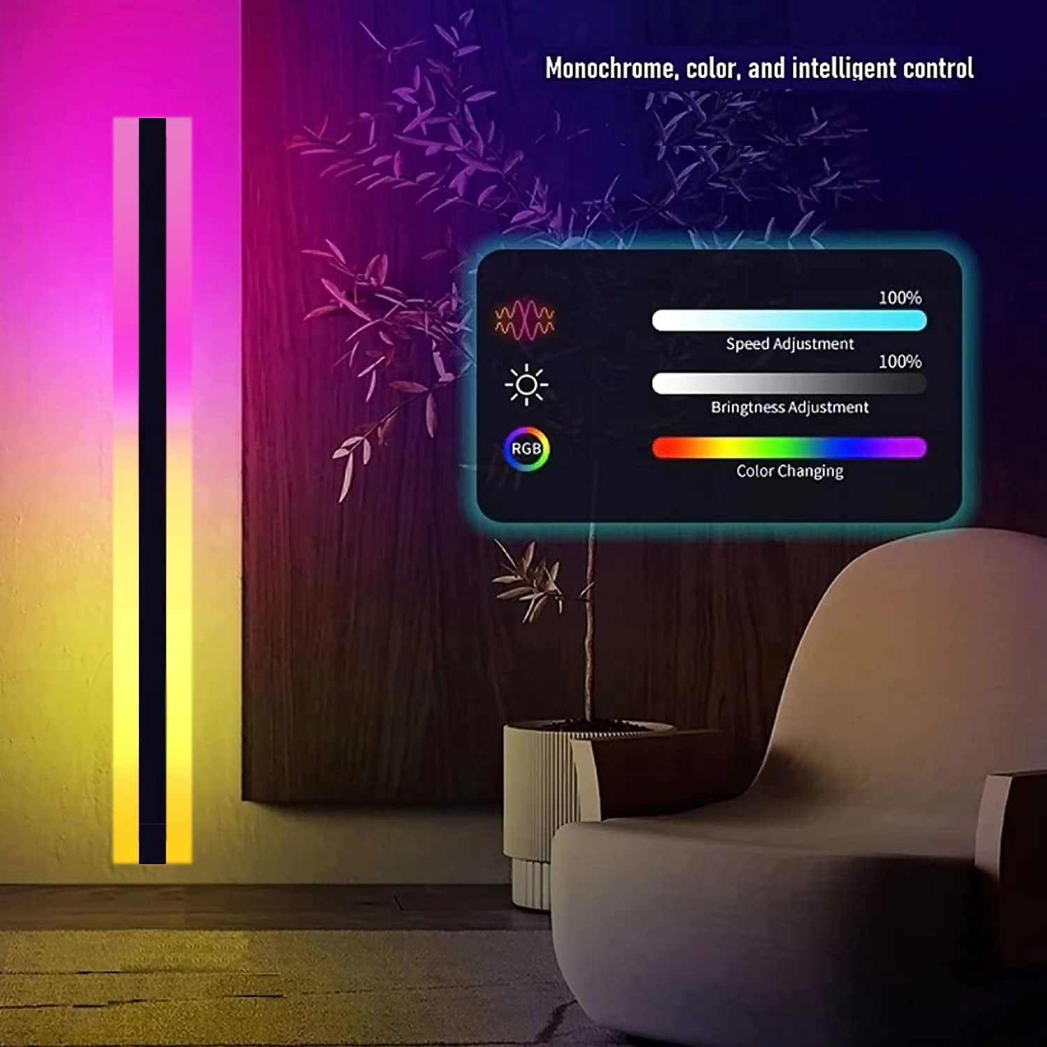 Aidenkid Outdoor Wall Sconce LED Modern Wall Lights Fixture Long Strip Black Sconces Wall Lighting White Acrylic Wall Light IP67 Suitable for Living Room Porch Patio Garage (Rgbcw, 67 INCH)