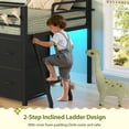 thumbnail image 6 of Low Loft Bed Twin Size with 8 Storage Drawers, Loft Bed with LED Lights, Play Zone and Toy Organizer, Under-Bed Play Space, No Box Spring Needed, Black, 6 of 9