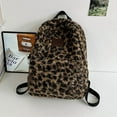 thumbnail image 4 of Fuzzy Cheetah Print Backpack for Women Cute Fleece Shoulder Bag Trendy Aesthetic Bookbag Coquette Daypack for Daily Use Travel, 4 of 6