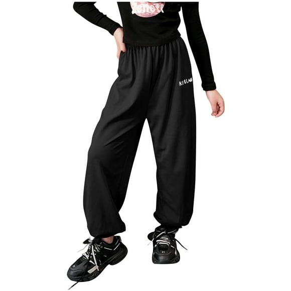 ZACPNCV Boys Straight Leg Pants Elastic Waist Parachute Pants Sport Long Pants Black 4-5 Years