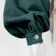 thumbnail image 5 of ZAZYULZ Women Knit Cropped Long Sleeve Corduroy Pockets Thermal Jacket Coat(Green,S), 5 of 9