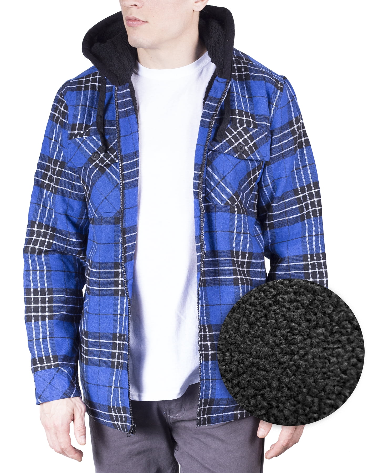 Mens Flannel Hoodie Jackets for Men Zip 